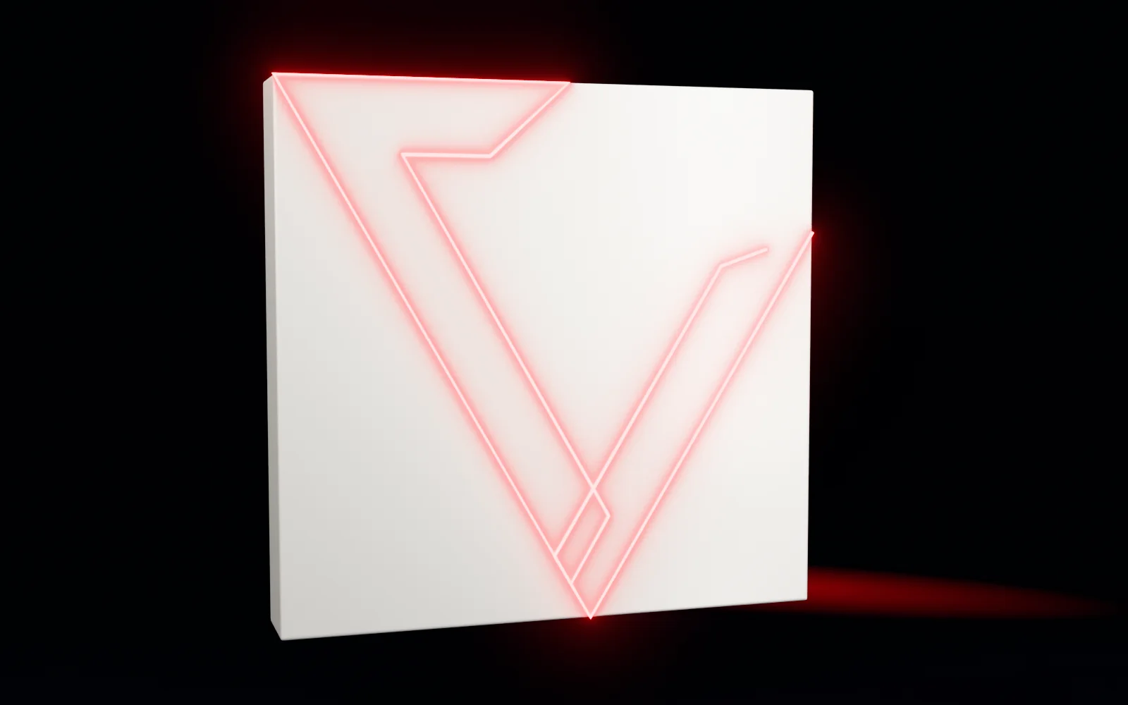 A red laser scribes the outline of the Vanolee mark onto a block of white stock.