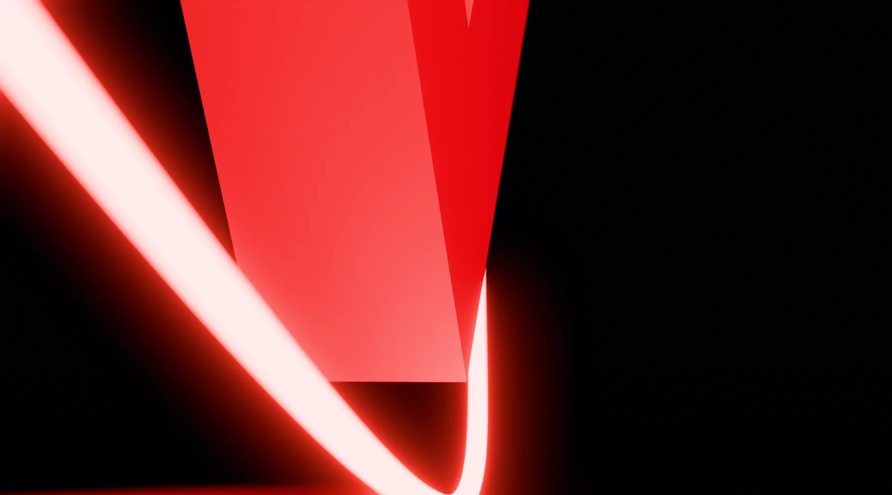 Close view of the red enamel surface of the mark with light reflected across it.