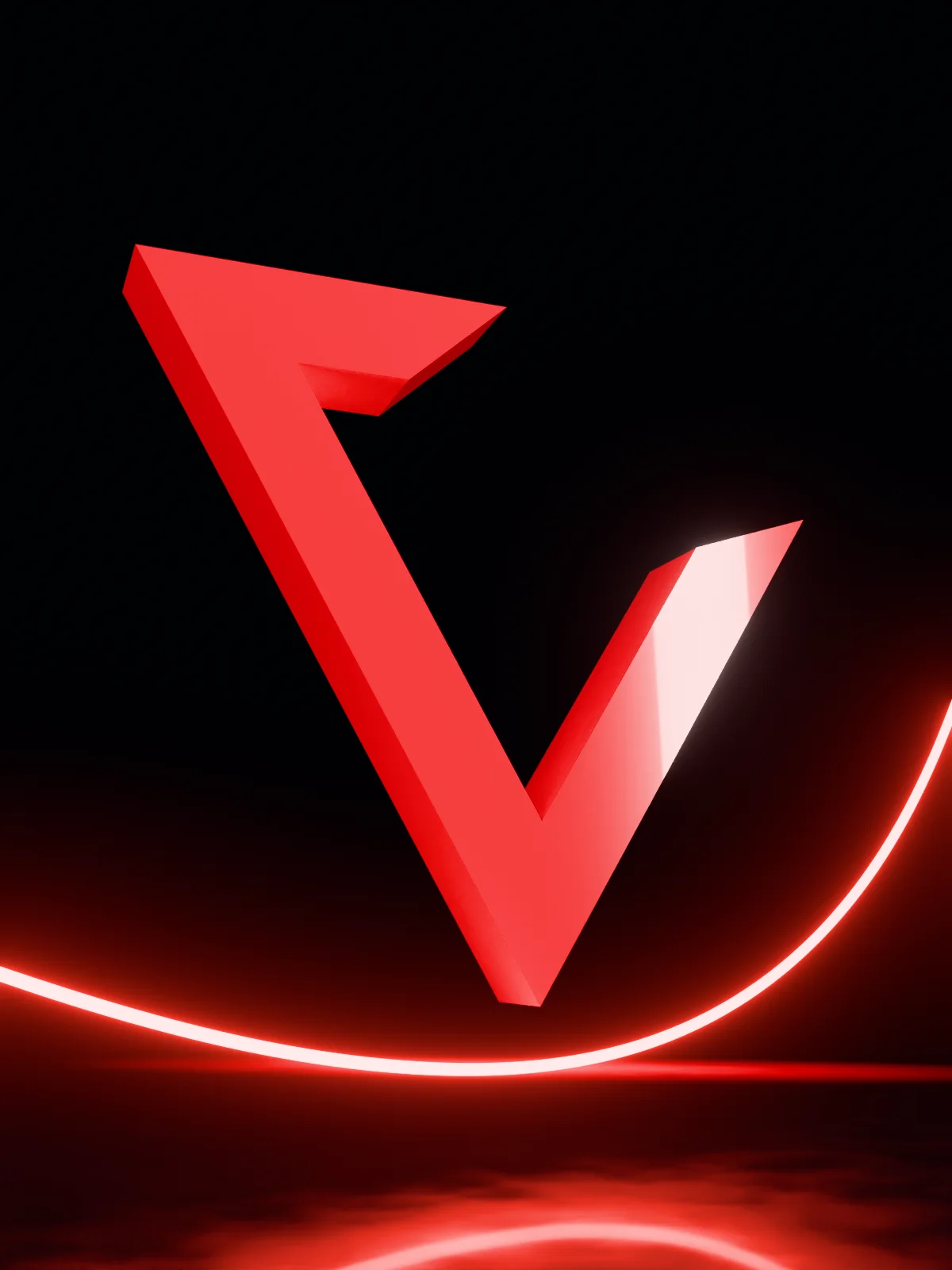 The red Vanolee mark seen from a low angle, a line of red light flowing beneath it.